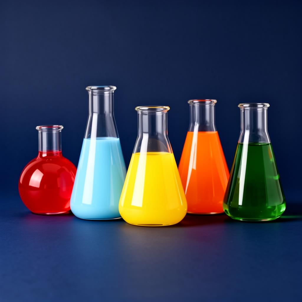 Colored laboratory flasks