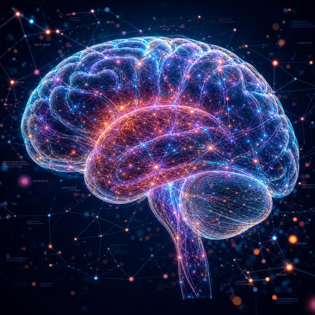 Glowing neural network brain